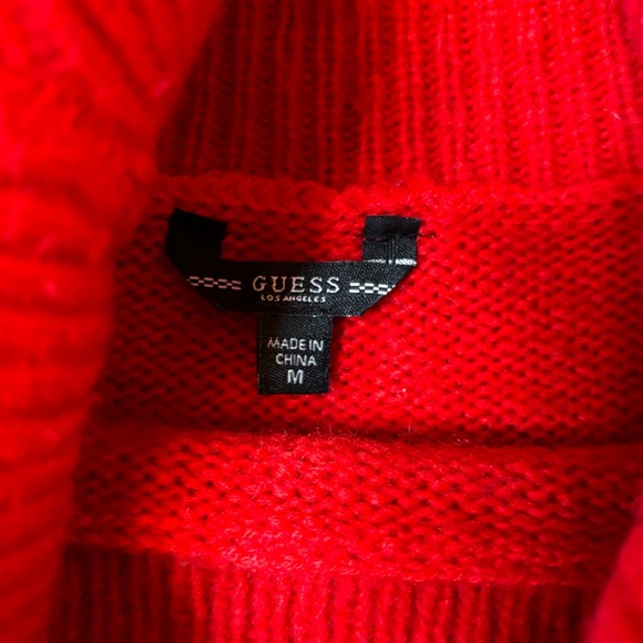 GUESS Cold Shoulder Striking Red Knit Sweater - Picture 2 of 4